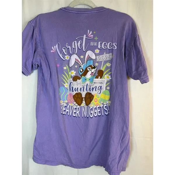 Buc-ee's T-Shirt Mens Size M Purple Easter Bunny Beaver Graphic Crewneck - Image 8