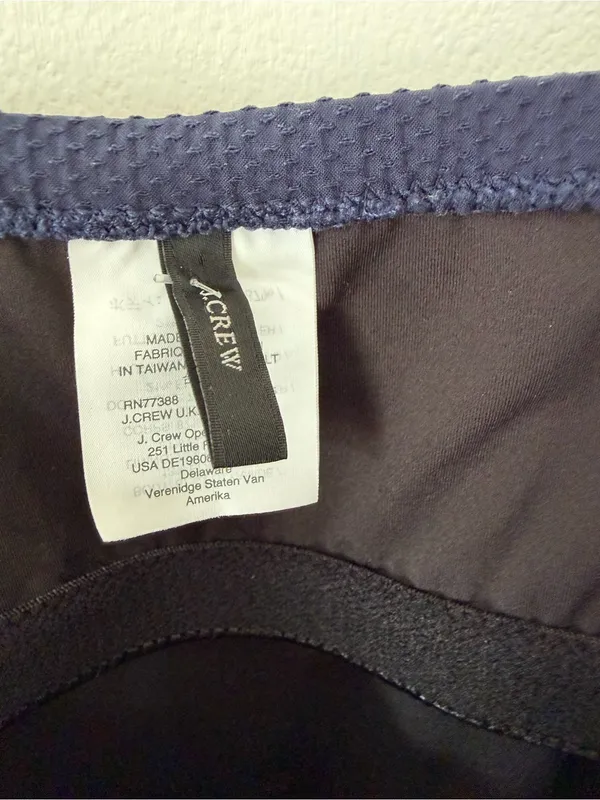 J. Crew Navy Blue Strapless Daisy Appliqué Swimsuit size 6 Textured Removable - Image 5