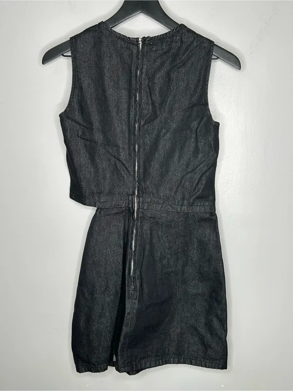 Zara Side Cut Out Black Denim Dress Size S NWT - Image 5