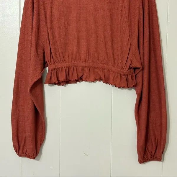 Free People Beach 2 Piece Lounge Set Small Terracotta Ribbed Crop Top Mini Skirt - Image 5