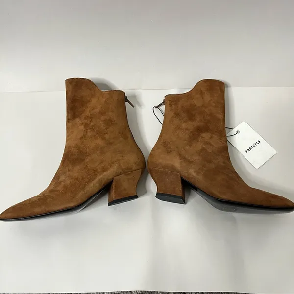 NWT Dorateymur Han Mid Calf Booties Tan Suede Womens Size 35‎ / US 5 - Image 9