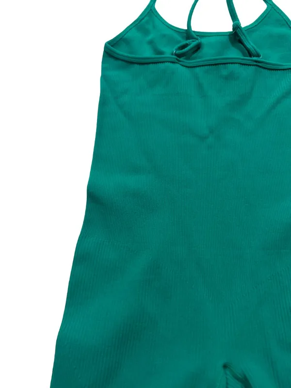 Amazon Brands Green Ribbed Racerback Romper Fitted Adjustable Small Women's - Image 8