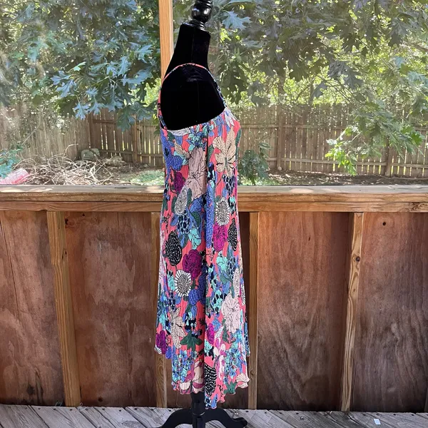 Anthropologie Women's Deva Plisse Colorful Midi Slip Dress Size XSP - Image 4
