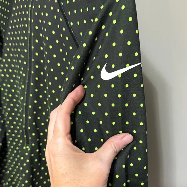 Nike Dri-FIT 1/4 Zip‎ Pullover Small Black Polka Dot Running Training Top - Image 4
