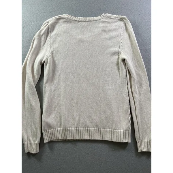 Gap Women's Large Honeycomb Crew Neck‎ Sweater Ivory Frost - Image 2