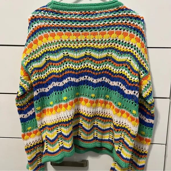 Multicolor Crochet Knit Sweater - Image 3