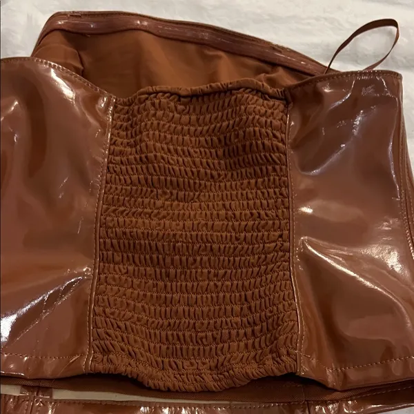 Anthropologie Chocolate Faux Leather Bustier - Image 4