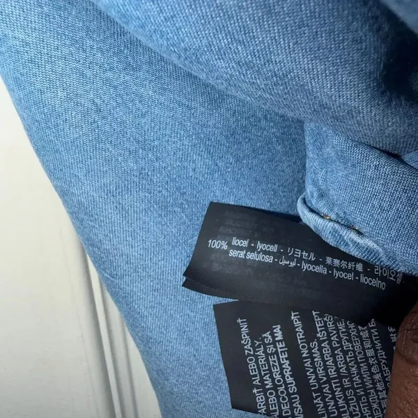 Zara Denim Blue Flowy Jeans Top(Size Large) - Image 10