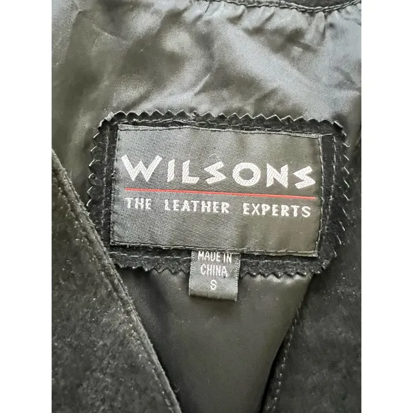 Wilson’s Suede Leather Black Bolero‎ Style Jacket Snap Front Small Motorcycle - Image 5