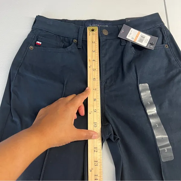 Tommy Hilfiger Lafayette Navy‎ Blue Stretch High Rise Flare Pants NWT Size 2 - Image 14