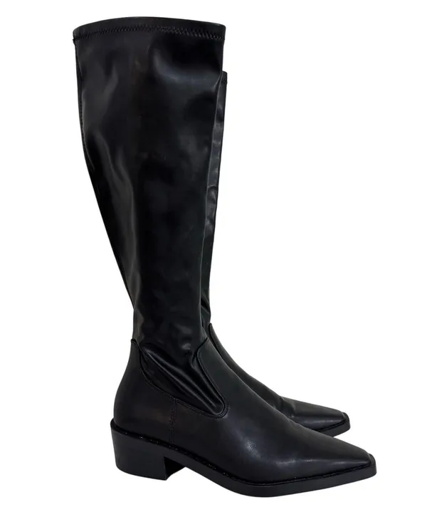 Zara Black Knee High Snip Toe Boots Size 38 / 7.5 - Image 2
