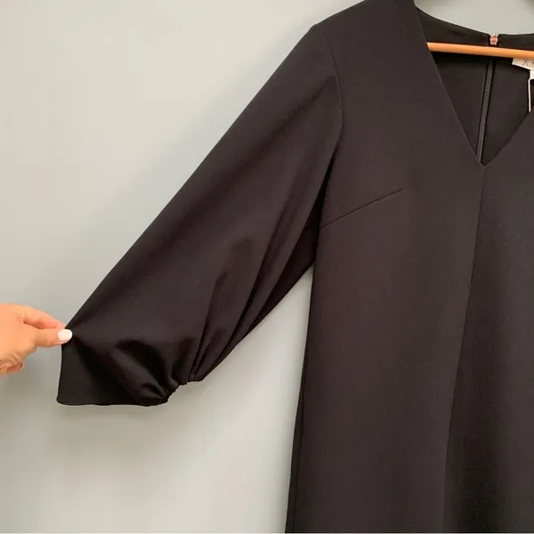 Tibi Black Crepe Shift Dress 3/4 Cinched Sleeves size 4 - Image 4