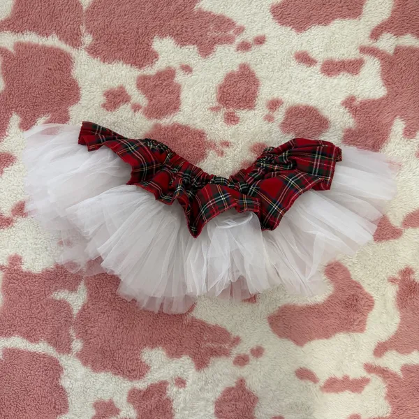 🩰✨ Red Tartan Tulle Ruffle Skirt / Pet Tutu – Festive Cottagecore Fairycore Vibes ✨🩰 - Image 5