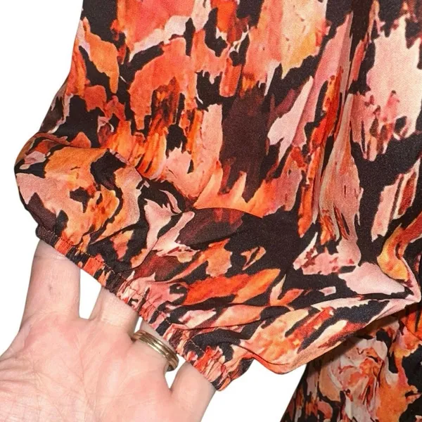 Cupshe Floral Mini Dress Large NWT Long Sleeve Smocked Waist Boho Dress‎ - Image 2