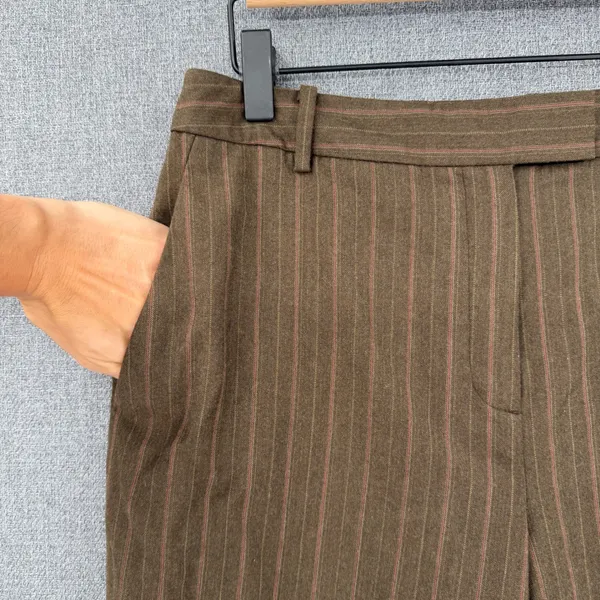 Brooks Brothers 346 Y2K Womens Brown Pinstripe 100% Wool Dress Pants Size 10 - Image 4