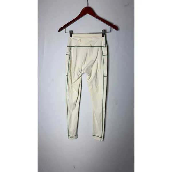 SET Active Courtside Volley Leggings in a cream green stitching sz S - Image 7