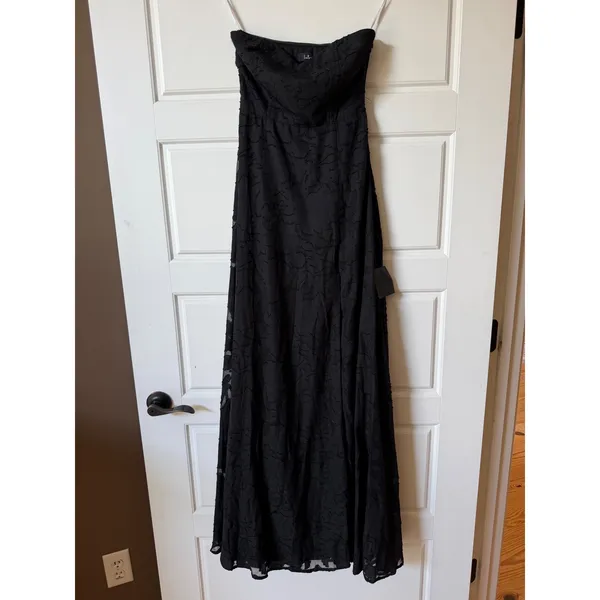 Lulus Amiri Black Floral Burnout Shift Maxi Dress XS Gothic Romantic Formal - Image 4