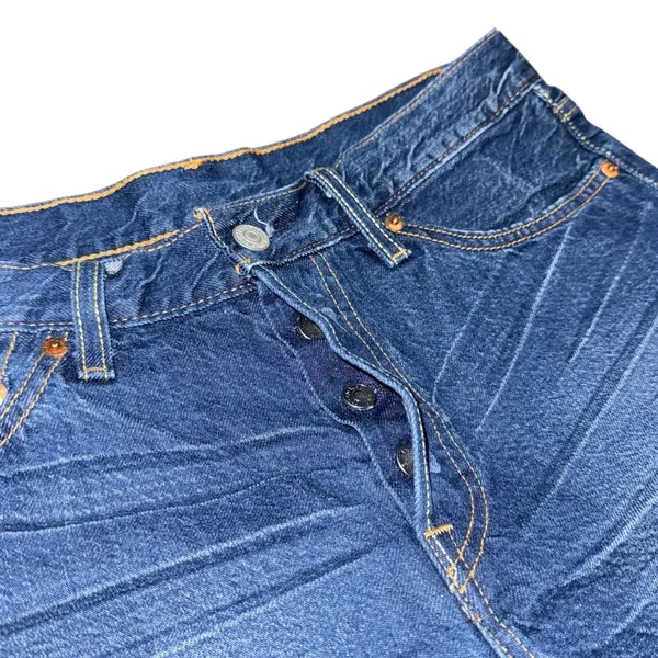 Levi’s 501 Cutoff Denim Jean Shorts Women’s 28 Button Fly Raw Hem Frayed Split - Image 3