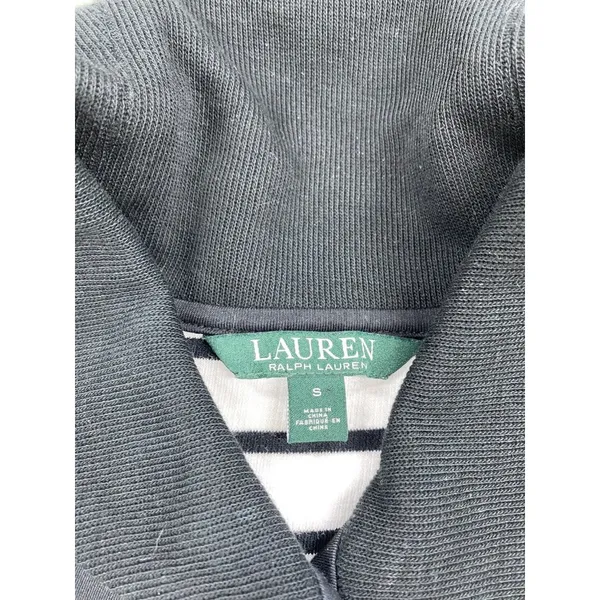 Vtg Lauren Ralph Lauren Polo Sweater Womens Small Black White Striped Toggle - Image 4
