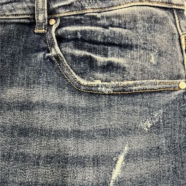 Risen Amelia Blue Denim Mini Skirt Frayed Hem Size 2x - Image 5