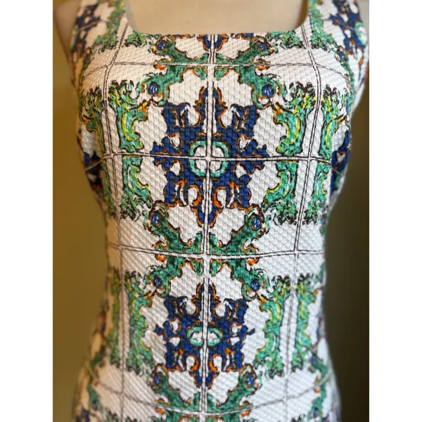 The Limited Tile Print‎ Sheath 2 boho cotttage resortwear vacation blue green - Image 2