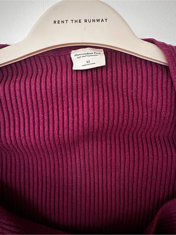 Abercrombie & Fitch Maroon Ribbed Long-Sleeve Sweater Bodysuit - Image 5