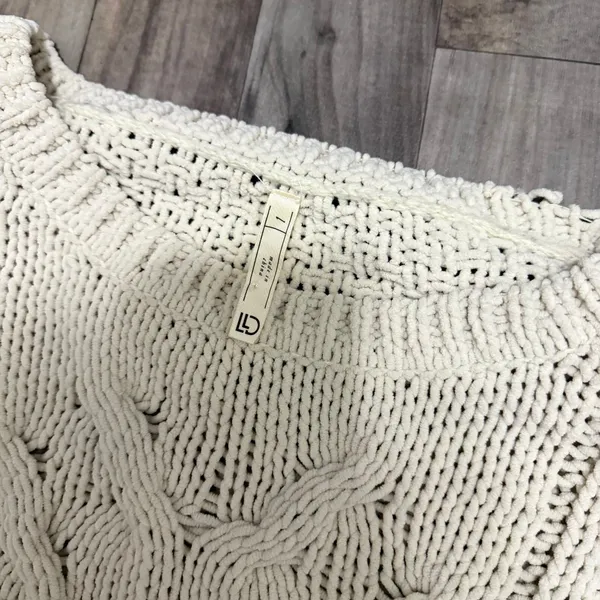 Line & Dot Cream Beige Chunky Open Cable Knit Slouchy Crewneck Sweater 1 - Image 2