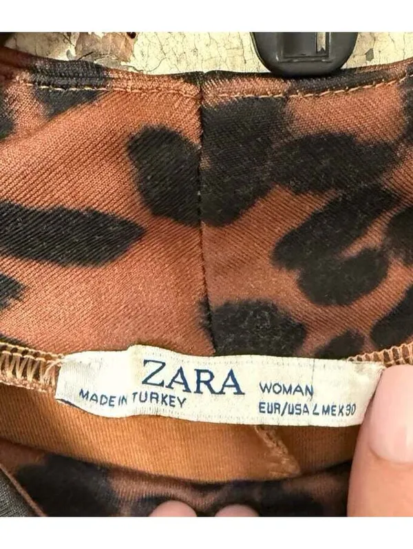 ZARA Woman Animal Leopard Print Mock Neck Stretchy Maxi Dress Large - Image 4