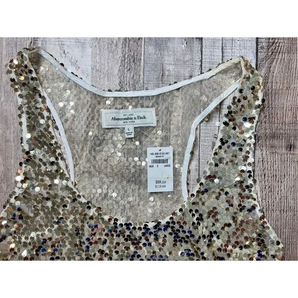 Abercrombie and Fitch Gold Sequin Tank Racer Top‎ LARGE Holiday Party NWT $88 - Image 8