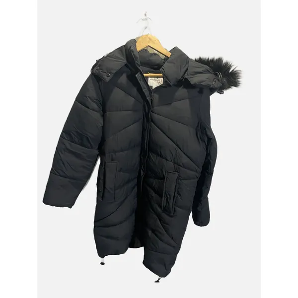 Sam Edelman Puffer Jacket Women Small Black Faux Fur Hood‎ Parka Winter Coat - Image 3