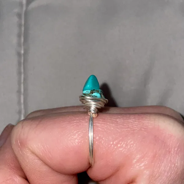 Handmade Turquoise Stone Ring Blue - Image 6