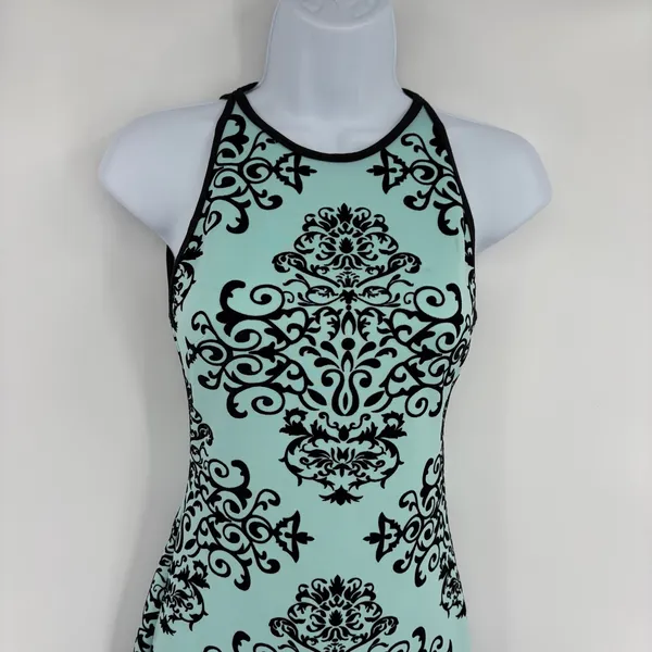 B Darlin Velvet Floral Bodycon Dress Sz 1/2 Y2K Coquette Party Club Mint Halter - Image 3