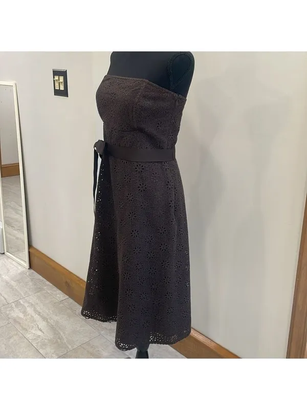 Banana Republic Brown Eyelit Strapless dress Size 10 - Image 3