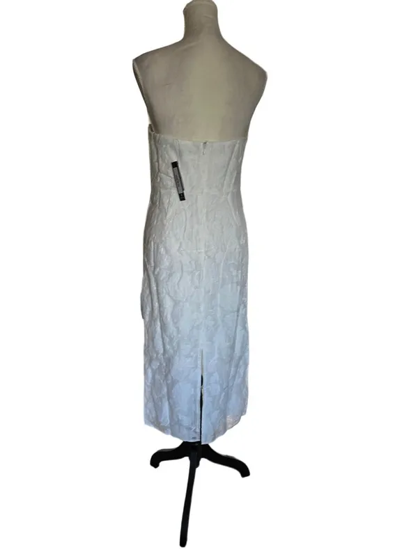 Lulus From this Day White Floral Jacquard Strapless Midi Dress Size L NWT - Image 2