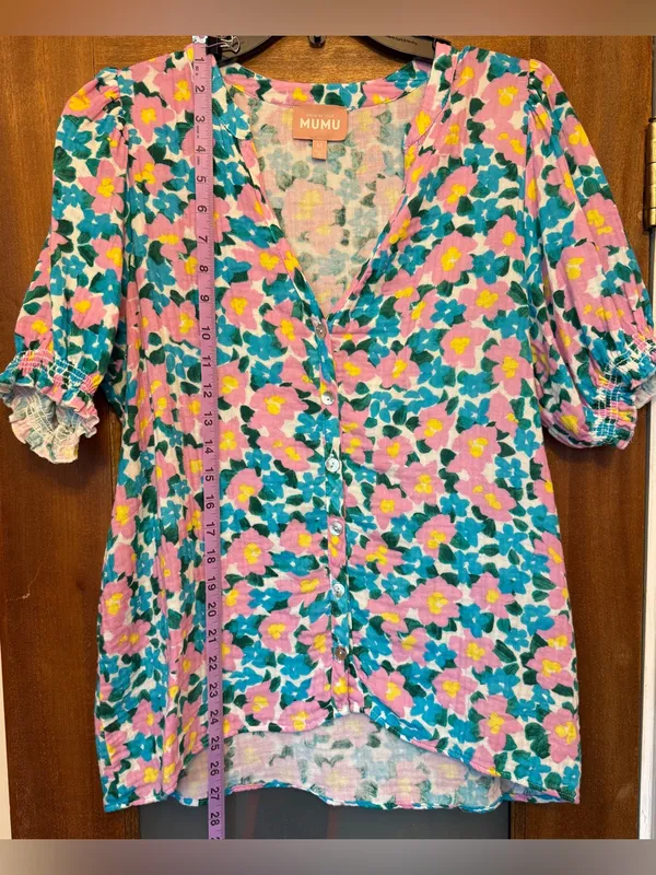 Show me Your MuMu Womens Leslie Top High/Low Violets Garden Floral Print Blouse - Image 8