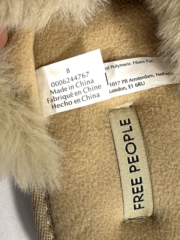 Free People Womens Size 8 Faux Fur Crossover Slippers Beige Cozy Boho Slides - Image 10