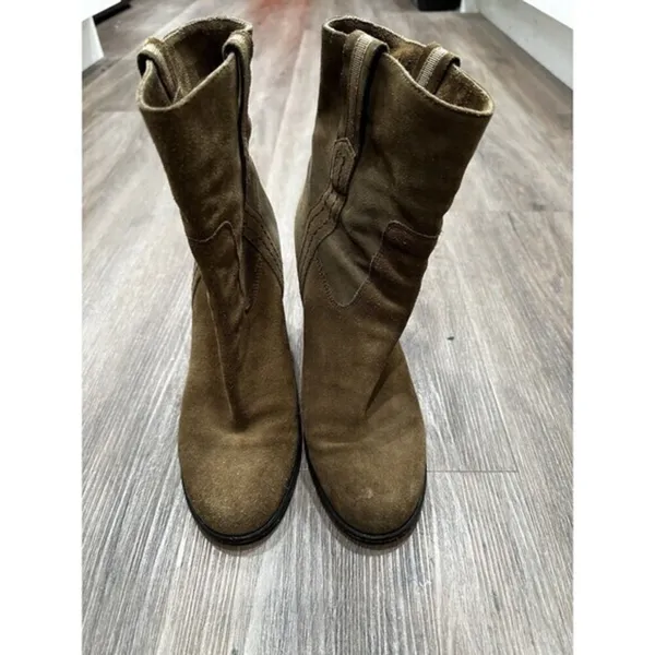 KATE SPADE New York BAISE bootie SIZE 9 M Block Heel Suede Leather Tobacco Brown - Image 6
