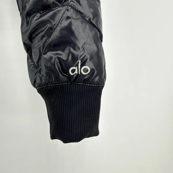 Alo Yoga Idol Bomber Workout Jacket‎ Black Down Filled Puffer Small EUC - Image 4