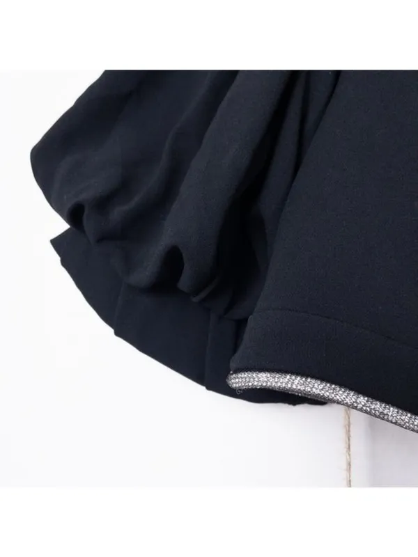 ALC Frank Hazel Crystal Twist Cutout Mini Dress 12 Black Balloon Puff Sleeve Diamond - Image 14