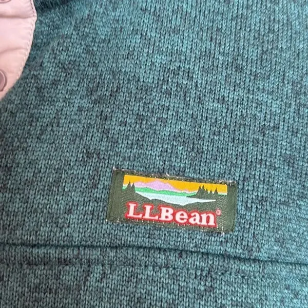 L.L. Bean snap neck fleece pullover size MP green - Image 6