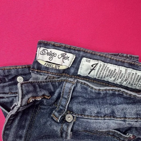 Indigo Rein Anklet Distressed Skinny Jeans Size 7 Medium Wash Stretch Denim - Image 2