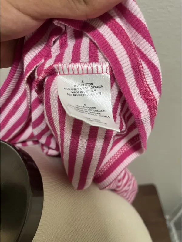 l.e.i. Vintage Long Sleeved Henley Pink Striped Y2K Shirt L - Image 7