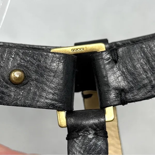 GUCCI Vintage Y2K Leather Square Open Toe Strappy Stiletto Heel Sandal Black 9.5 - Image 7