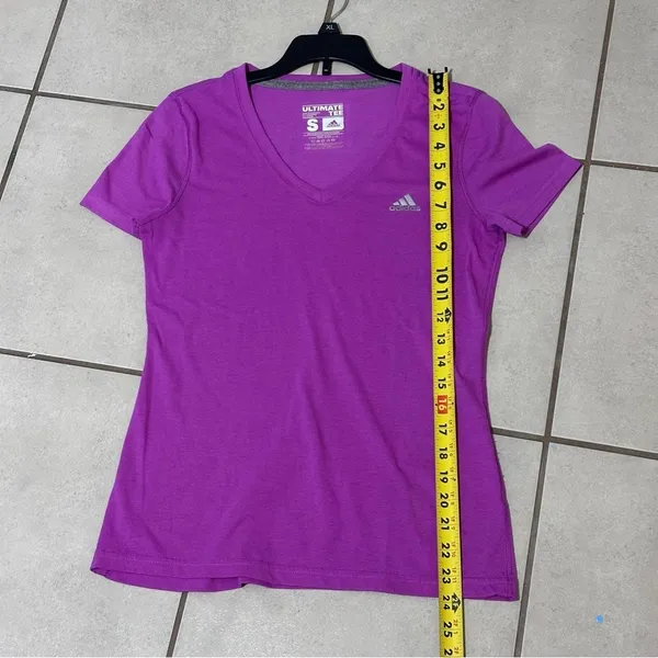 Adidas Ultimate‎ Tee Shirt Small Short Sleeve V Neck Athletic Top - Image 6