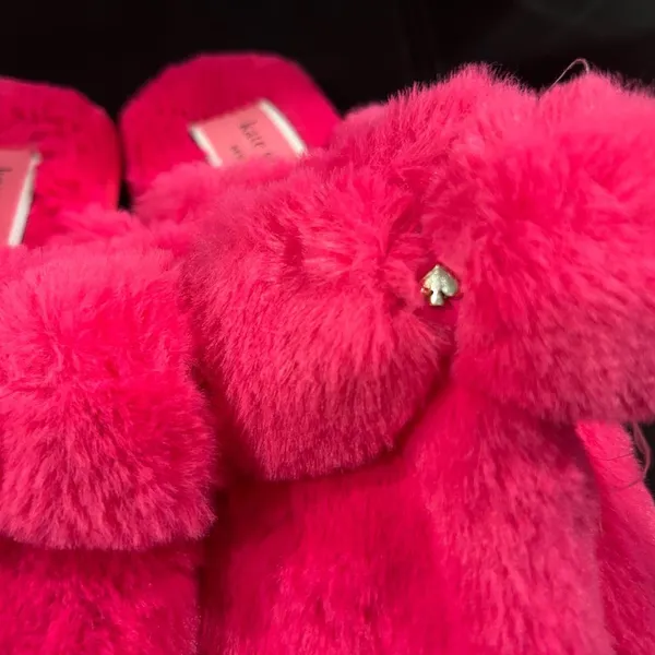 Kate Spade Vibrant Pink Fuzzy Slippers NWOT - Image 3