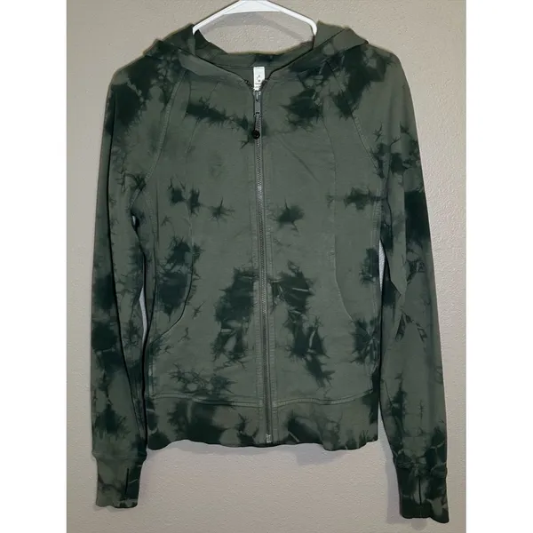 Lululemon Scuba Light Cotton Fleece Shibori Green Full Zip Hoodie Women’s Size 4 - Image 3