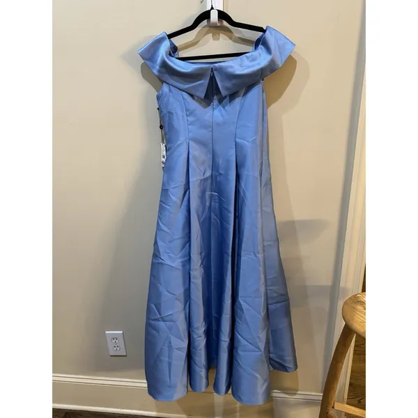 Adrianna Papell Off-the-Shoulder Mikado Gown Bluebell Size 4 MSRP $229 - Image 6