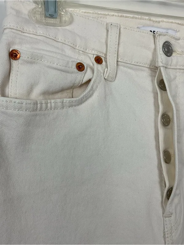 Re/Done 70’s Original High Rise Skinny Boot Vintage White Jeans Womens Size 27 - Image 3