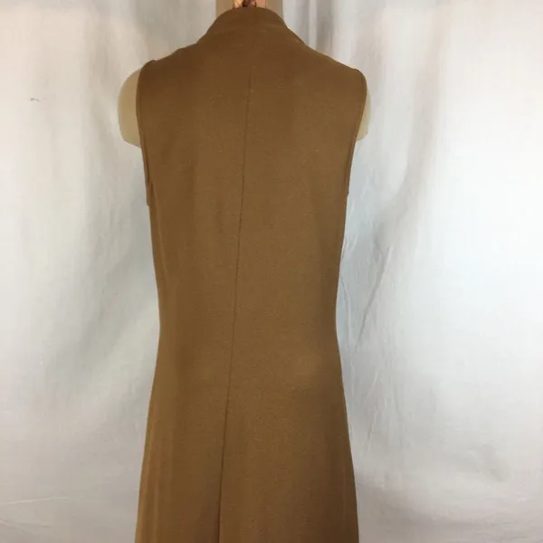 Ron Leal Brown Jersey Sleeveless Drape Cowl Neck Shift Dress 10 - Image 4