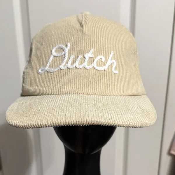 Dutch Bros Cream Corduroy Baseball Snapback Hat Cap Logo Broista Official Merch - Image 2